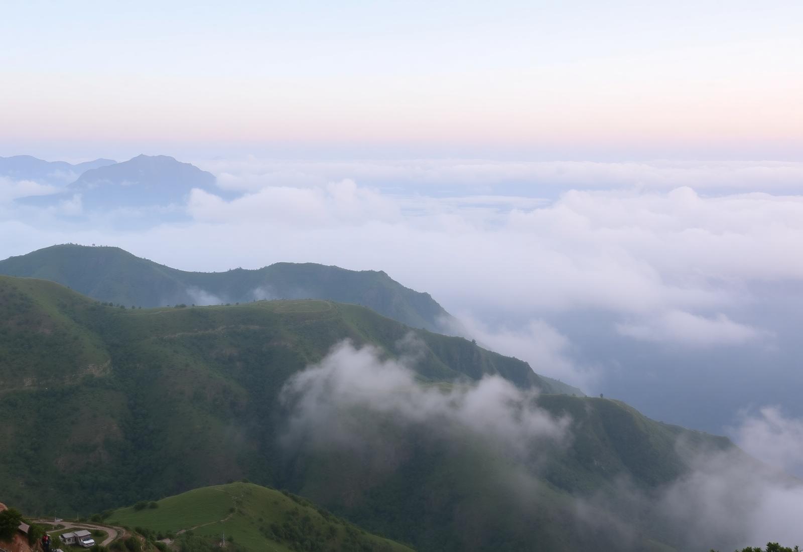 Clouds rolling through the green mountains of Jabal Akhdar