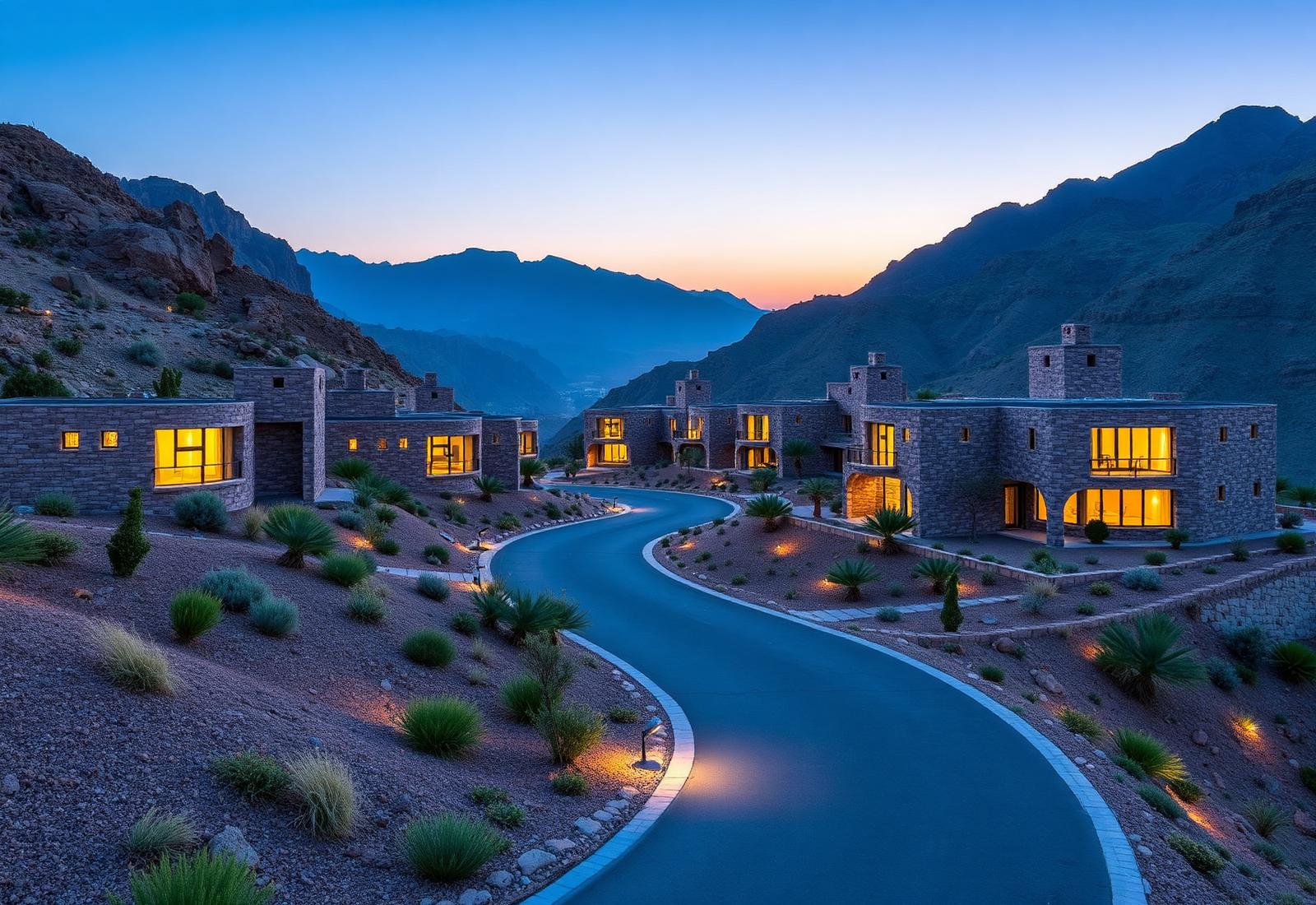 Exclusive Jabal Akhdar villa community at twilight